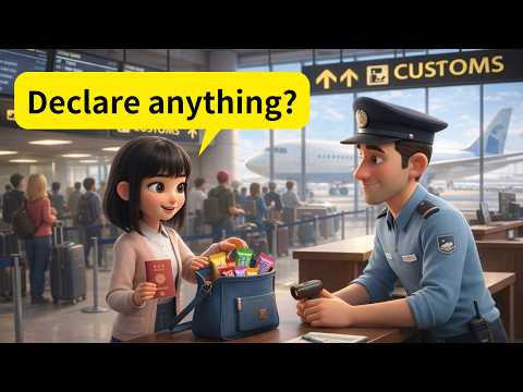 ✈️ Airport English: Immigration, Baggage & Customs - Slow and Easy English For Beginners