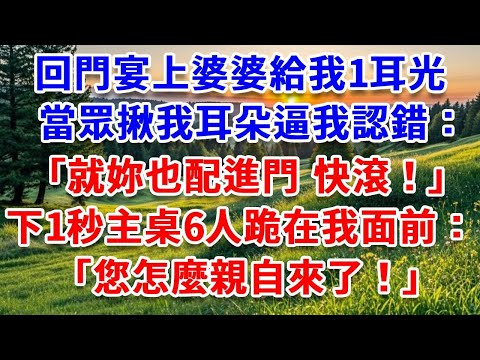 回門宴上婆婆給我1耳光，當眾揪我耳朵逼我認錯：就妳也配進門，快滾！下1秒主桌6人跪在我面前：您怎麼親自來了！#詩涵講故事#為人處世#生活經驗#情感故事#晚年哲理#說故事#完結文#原創故事