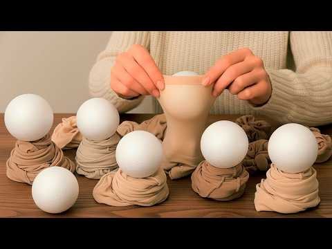 WOW!😍 Incredible DIY Idea using Women’s tights and Styrofoam balls! Home Decor Ideas