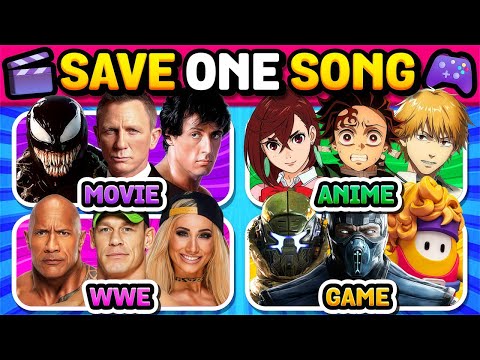 Save One Song 🤩 Movie, Anime, WWE, Game | Music Quiz 2025