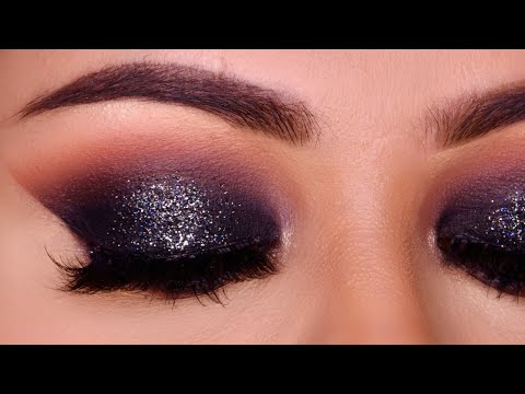 हिंदी Step By Step BLACK GLITTER SMOKEY Eye Makeup Tutorial