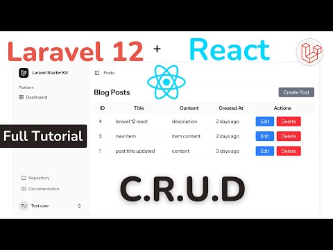 Laravel 12 & ReactJS: Complete CRUD Starter Kit Tutorial [HINDI]