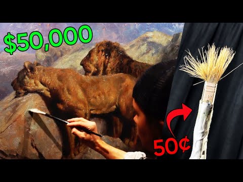 I Couldn't Afford This Painting, So I Copied it & I Used a CHEAP Brush!