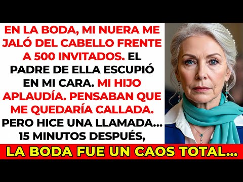 Mi nuera me jaló del cabello en plena boda… y mi hijo la aplaudió. Así que hice una llamada.