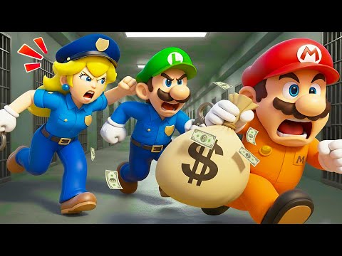 Mario ESCAPE JAIL WITH MONEY?! Can Peach & Luigi Police CATCH him?! | The Super Mario Bros Animation