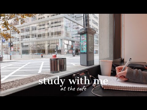 cafe study with me | 1-hour real-time, coffee shop ambiance asmr, no music [with background noise]
