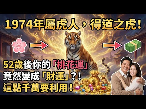 1974年屬虎人，得道之虎！52歲後你的「桃花運」竟然變成「財運」？這點千萬要利用！#1974年屬虎 #屬虎2026運勢 #生肖虎 #屬虎運勢 #偏財運 #生肖虎運勢 #招財 #改運 #桃花運
