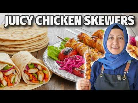 Authentic Turkish Chicken Shish Kebab (Tavouk) & Homemade Durum Wrap Flatbread