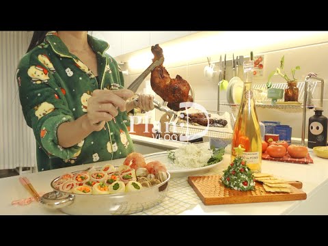 Year-End Party of One🎄Making Keyrings & an Advent Calendar, BBQ Chicken Thighs, Flower Roll Jeongol