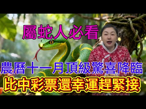 大運將至擋不住！屬蛇人必看 農曆十一月（12 月 20—1 月 18 日）“頂級驚喜” 降臨，比中彩票還幸運，趕緊接福！#運勢 #補財庫旺財氣 #生肖 #財富 #熱門 #風水