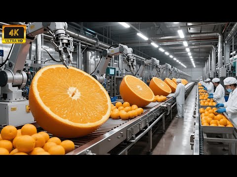Inside an Orange Juice Factory: From Whole Oranges to Finished Bottles (From Start to Finish)
