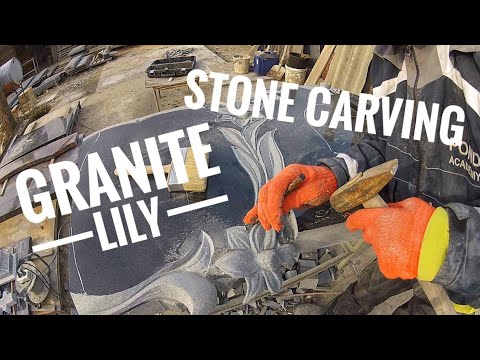 Stone carving. Stone flowers. Granite lily. Резьба по камню. Цветы из камня. Лилия из гранита.