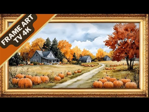 Autumn Pumpkin Field Bliss | Slideshow Art Framed Screensaver | Art for Your TV | 4K