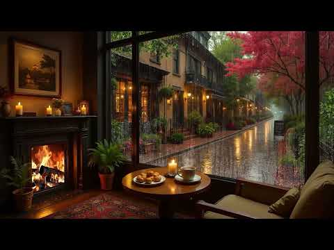 Quiet February Rainy Cafe ☕ Soft Jazz Piano, Fireplace Glow & Cozy Ambience for Focused Study