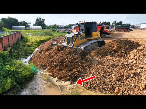 Wow Perfectly Bilding Road Construction Over The Water Using Stones For Fill Clean Forest Amazing..