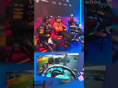 Max Verstappen reacts to Lance Stroll's Crash