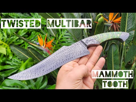 Twisted Multibar Damascus With Mammoth Tooth