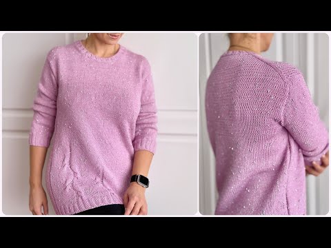 JAPANESE SHOULDER - it's simple! Basic jumper knitted from top to bottom. Detailed master class.
