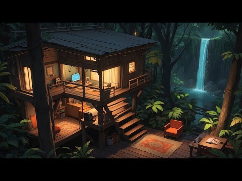Cozy Forest Vibes 🌿 Chillhop from a Cabin by the Falls
