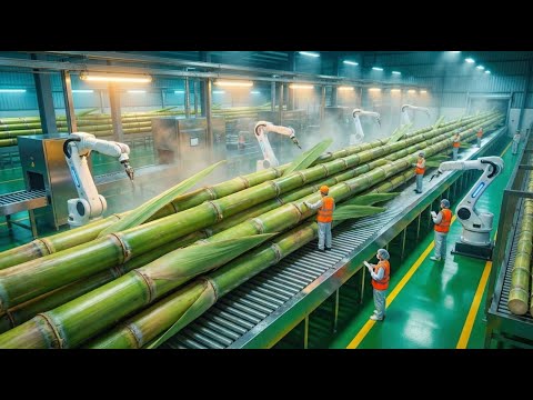 Inside a Giant Cane Sugar Factory- How Fresh Sugarcane Becomes Shiny Crystal Sugar