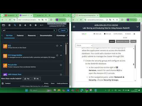 Lab Storing and Analyzing Data by Using Amazon Redshift