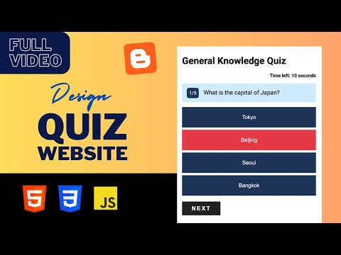 [FULL VIDEO] Design A Quiz Website Using HTML, CSS & JavaScript