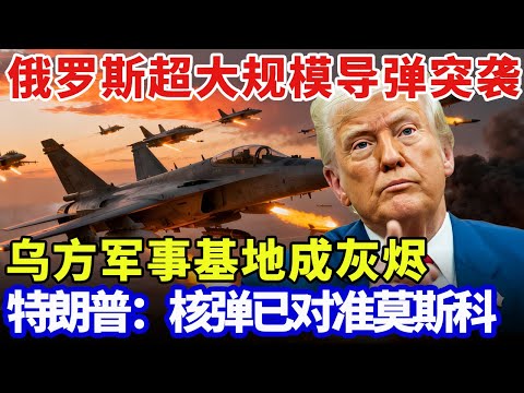 俄罗斯发动超大规模导弹突袭，700架无人机直冲乌克兰，乌方军事基地成灰烬，特朗普公开威胁：核弹已对准莫斯科【军事零距离】