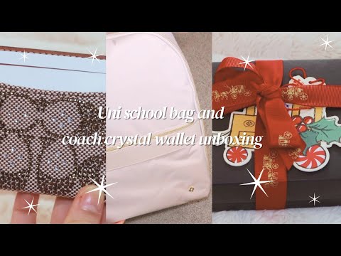 📦 unboxing samsonite backpack, coach crystal wallet | for work and uni bag | aesthetic vlog, chill