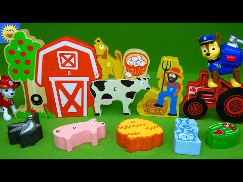 Farm Animal Puzzle Alphabet Letter Sounds ABC Song Best Learning Video for Kids Paw Patrol Toys
