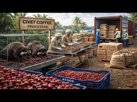 Kopi Luwak Harvest Day | Collecting, Sanitizing, Sun-Drying and Preparing Civet Coffee Beans
