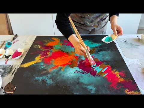 Goldene Momente auf Leinwand: Exklusives Kunstwerk mit Acryl und Blattgold