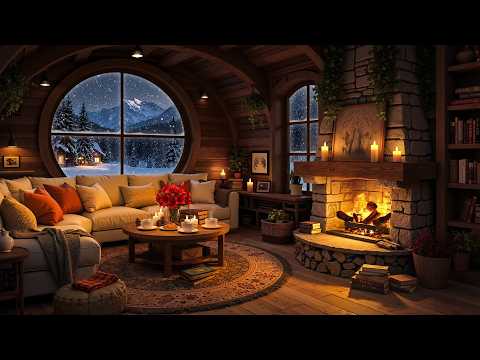 Cozy Night by the Fireplace 🔥 Smooth Jazz in Peaceful Cabin Ambience Deep Relaxation