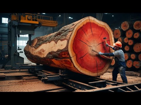 Giant Sawmill: Cutting and Splitting Rare Wood Stumps Hundreds  Years Old, Art from Rare Giant Trees