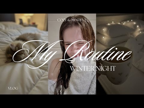 PRODUCTIVE & COZY WINTER NIGHT ROUTINE 🌙: living alone, self care, cook with me, clean girl habits