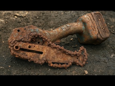 Restoration of a handheld MAKITA cordless chainsaw that was abandoned and severely damaged