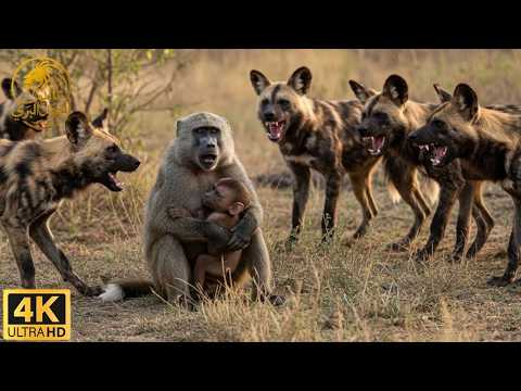 التضحية الأخيرة: قردة أم تندفع نحو كلاب برية لإنقاذ صغيرها | وثائقي حيوانات