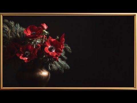 12 Christmas Red Flowers 4K | Winter Slideshow | Art Framed Screensaver | Art for Your TV