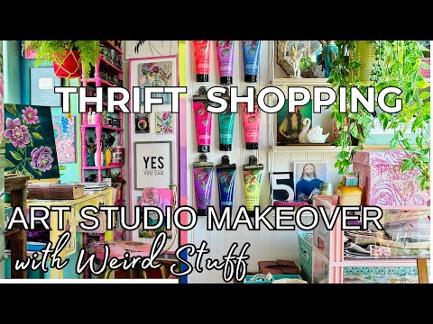Tiny home  Organization  / Art Studio makeover /  Weird Thrifted Decor