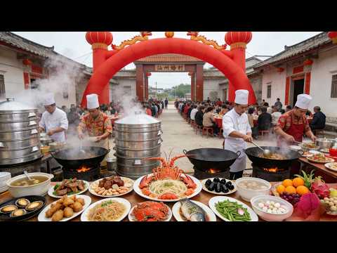 中國廣東潮州婚宴：300 人的豪氣流水席！鮮活龍蝦現殺現做，村廚手藝實拍