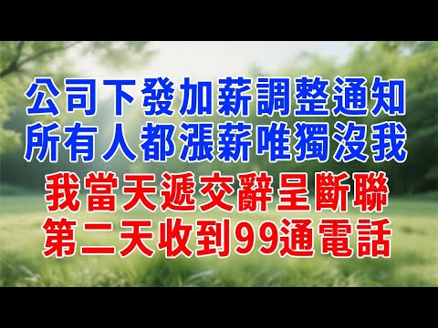 公司下發加薪調整通知，所有人都漲薪唯獨沒我，我當天遞交辭呈斷聯，第二天收到99通電話！#人生感悟 #故事分享 #故事頻道 #打脸 #职场 #原创视频