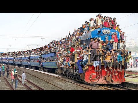 Extreme Process of Boarding the Cheapest Overloaded Train of Bangladesh