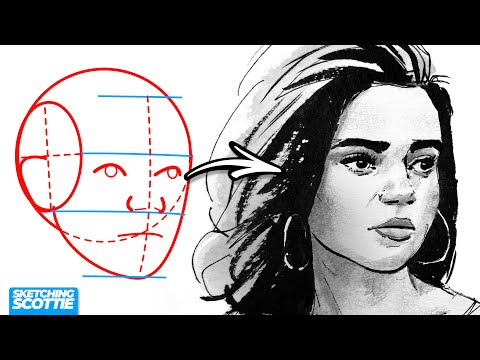 How to draw a head 3/4 view (Loomis Proportions!)