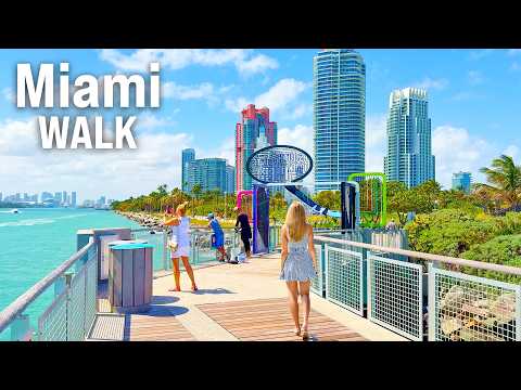 MIAMI City Walk 🌊 🌴 ☀️ Florida Walking Tour for Big TVs [4K/60fps]