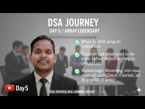 DSA Day 5 | DSA Ultimate Array Practice Guide! (Hindi) 🎯 19Qs करके Linked List में बढ़ो!