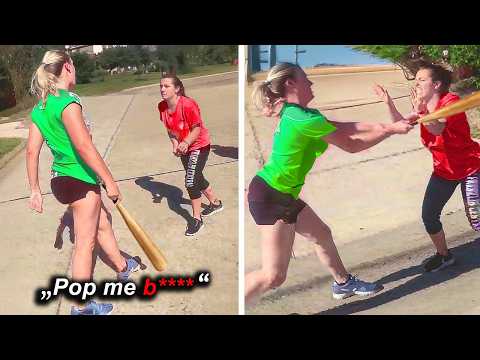 Karen Brings Bat to a Fight &amp; Gets Her A$$ WHUPPED..