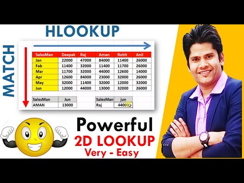 Advanced MS Excel - Hlookup With Match Function [ 2D Lookup ] In Hindi || Deepak EduWorld
