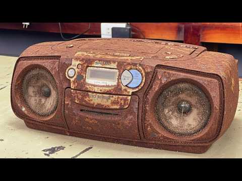 Restoration Abandoned 1979 SHARP Vintage Stereo Radio Cassette Sound System and Speakers … Until Now
