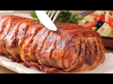 It was so delicious that my guests asked for the recip. Chicken roll wrapped in bacon. Yummy!