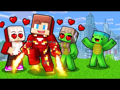 JJ and Mikey Girls FELL in Love with IRON MAN and Mikey is SHOCKED - Minecraft Maizen Animations