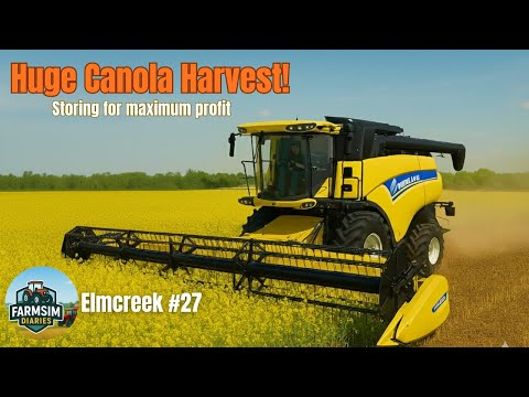 Harvesting Our Biggest Canola Field & Lime spreading! | FS22 : Elmcreek Start From Scratch Part - 27